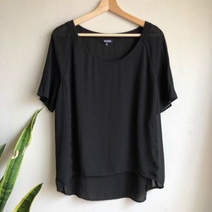 Nordstrom Tildon Sheer Black Top Blouse